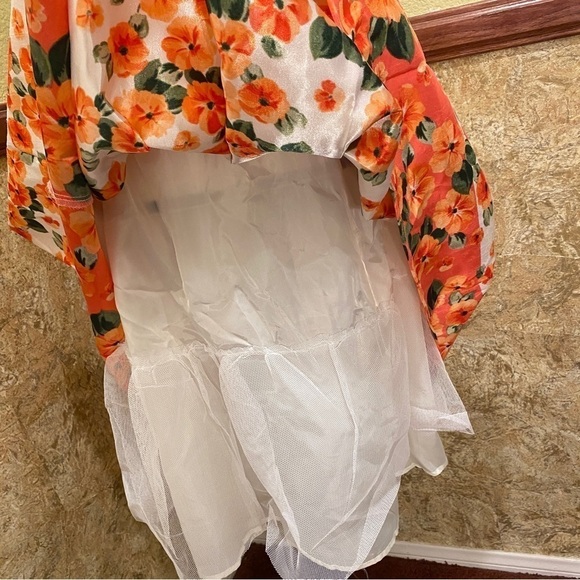 Jessica Howard NWT Dress Taffeta Shantung Cream Orange Floral Size 10 JH8M4835 - Picture 5 of 10